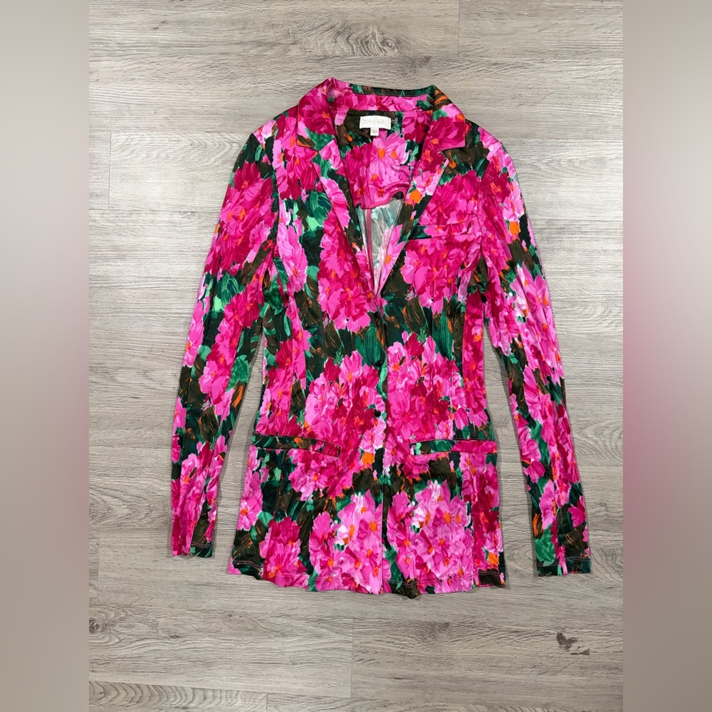Ronny Kobo Floral‎ Printed jacket blazer pink multi
